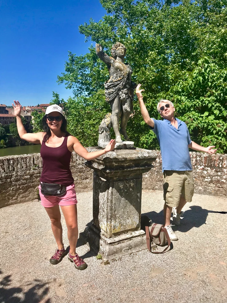 playing with the sculptures in Albi France