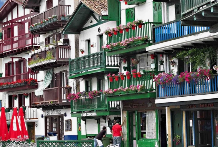 the colorful Basque town of Hondaribbia Spain outside San Sebastian