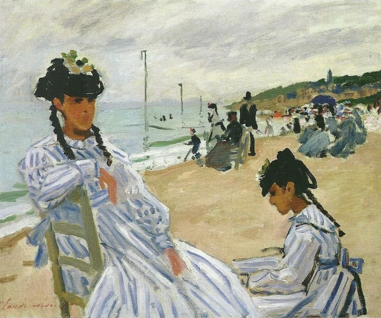 Monet, Camille on the Beach at Trouville, 1870