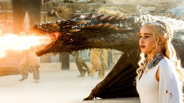 Daenerys and Drogon in the bullring of Osuna, image source: HBO