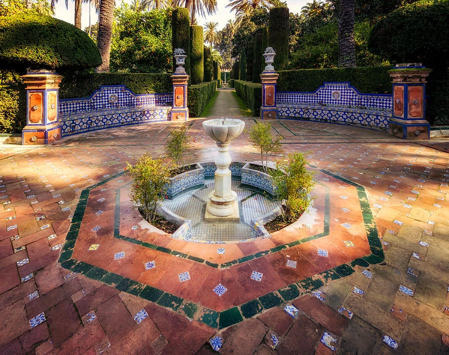 a fountain in the Garden of Poets in the Alcazar