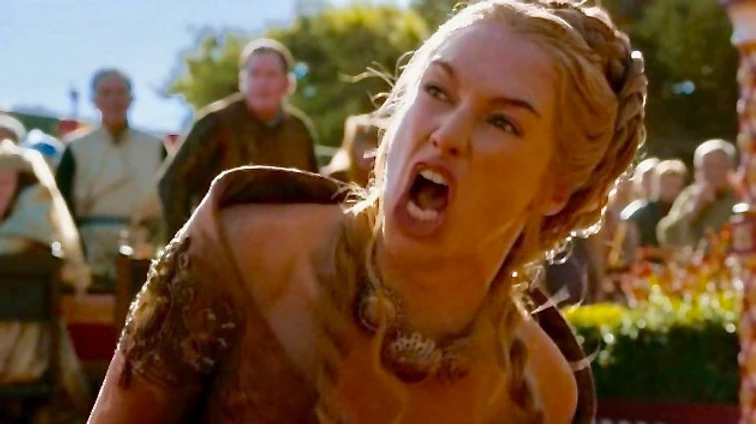 Cersei Lannister in agony at the Purple Wedding where her son Joffrey is poisoned