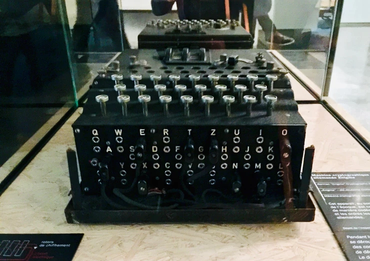 Alan Turing's invention, the Bombe, used to crack the German's Enigma code