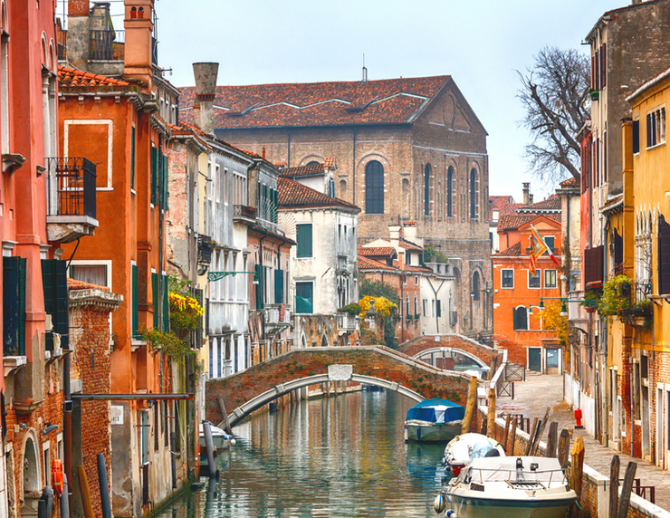 a lovely tiny canal and bridge in Venice with no tourists