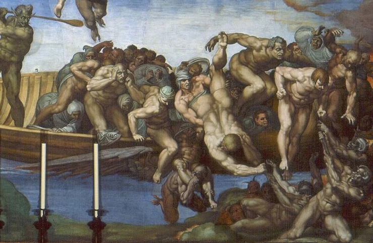 Detail of The Last Judgement by Michelangelo, which appeared to have influenced Géricault