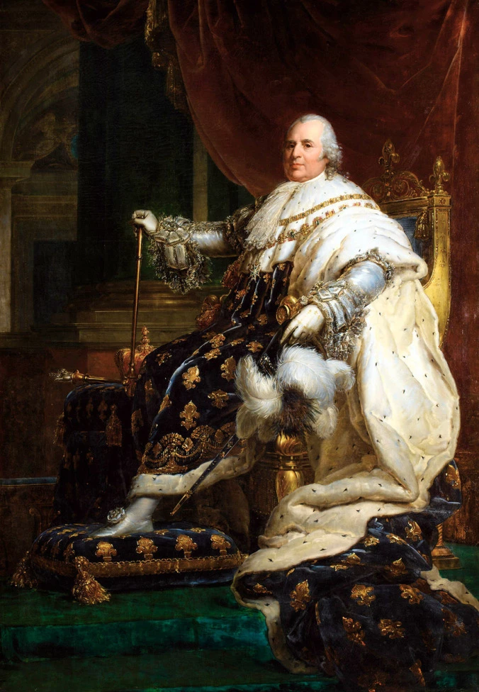 The Bourbon monarch Louis XVIII of France in Coronation Robes by Francois Gerard