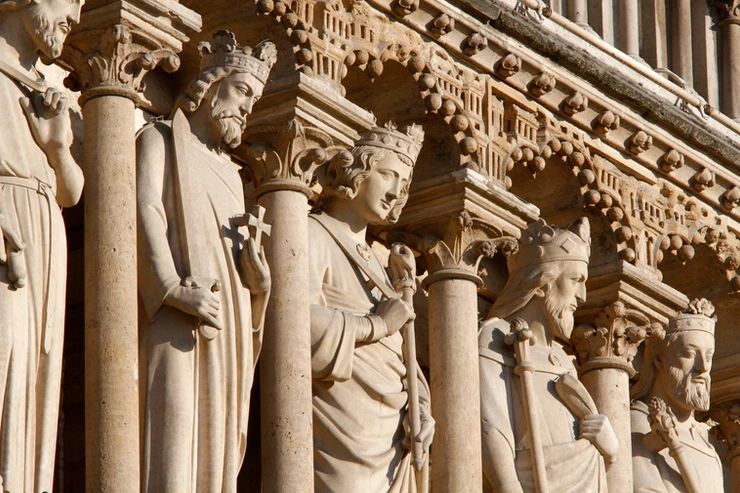 Notre Dame's famous Gallery of Kings on the western facade