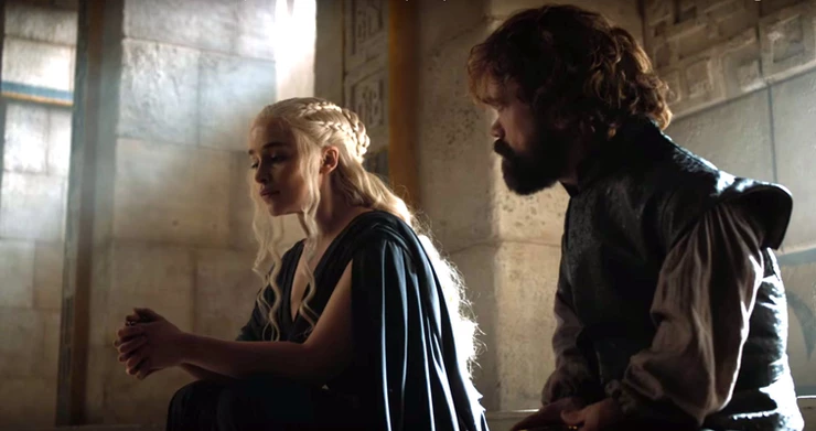 Daenerys and Tyrion chat about politics