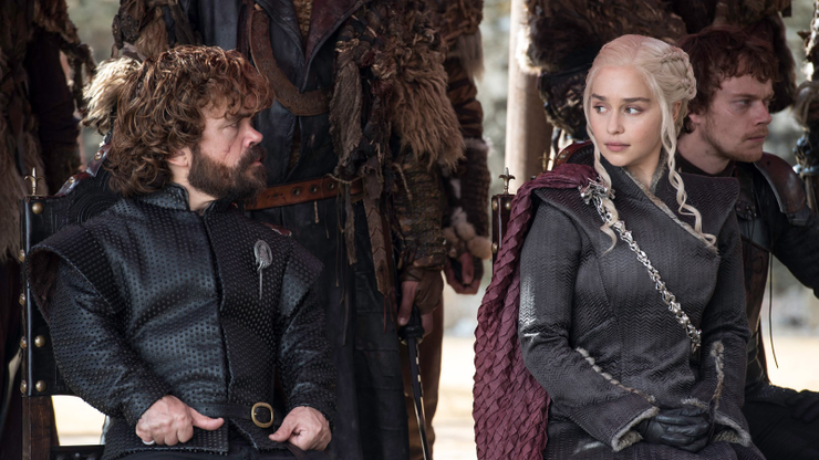 Daenerys and Tyrion try in vain to persuade Cersei that white walkers are really really bad.