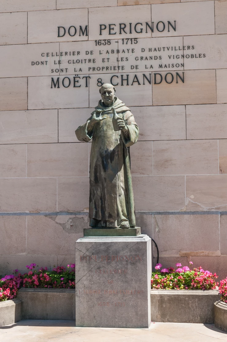 Statue of Dom Perignon outside the Moet & Chandon house in Epernay. I forgot to strike a pose.