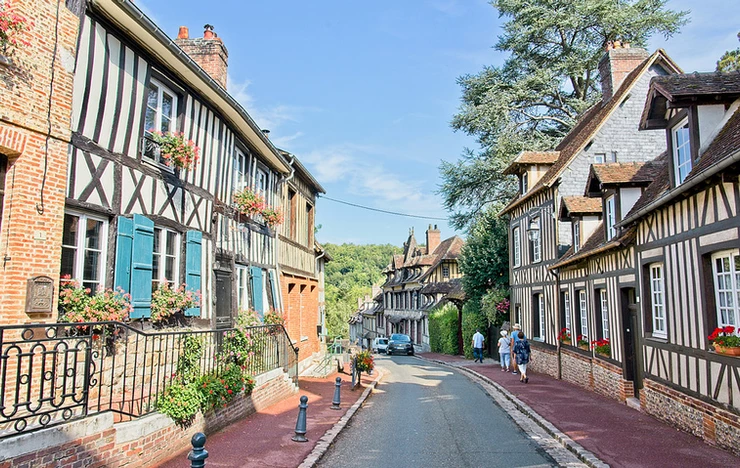 pretty lane in Lyons-la-Foret, a perfect day trip from Paris
