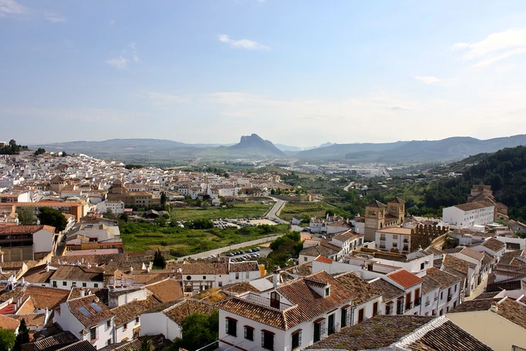 the landscape of Antequera with the iconic Lover's Rock