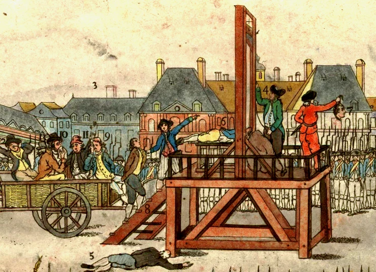 In the Reign of Terror, led by Robespierre, people were imprisoned in th Conciergerie and then carted off to the guillotine.