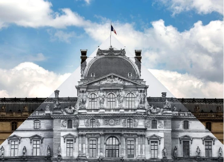 Artist JR's disappearance of the I.M. Pei Pyramid of the Louvre