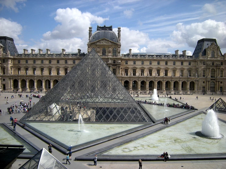 the Louvre and its famous pyramids