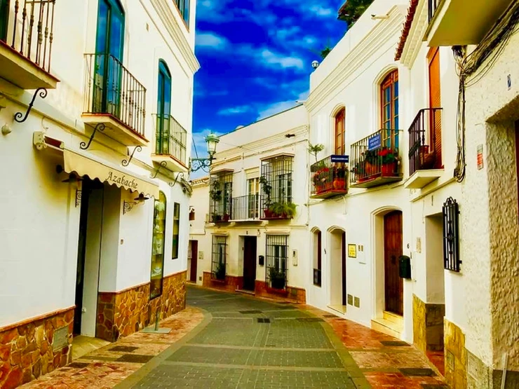 a pedestrianized street in the historic center of Nerja Spain