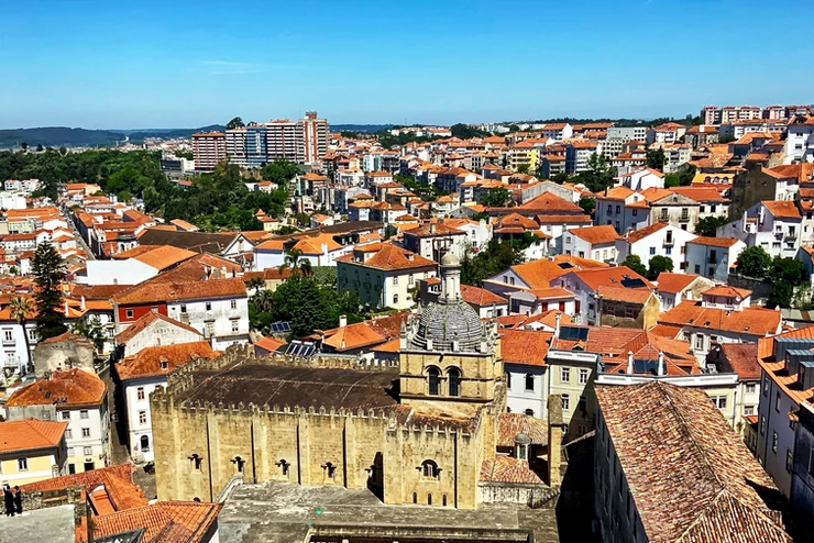 view from the palace balconies where you can see Coimbra's old 12th century Cathedral