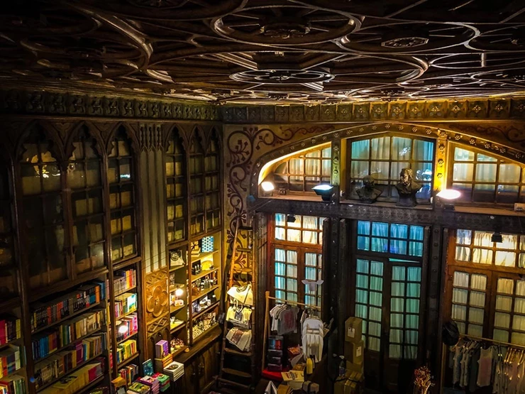 view from the second floor of Livraria Lello