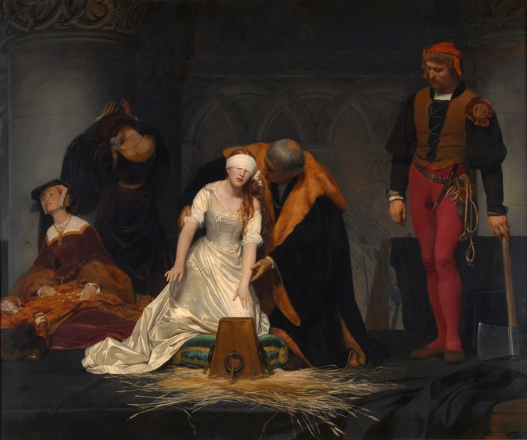 Paul Delaroche, The Execution of Lady Jane Grey, 1833 -- painting in the National Gallery of London