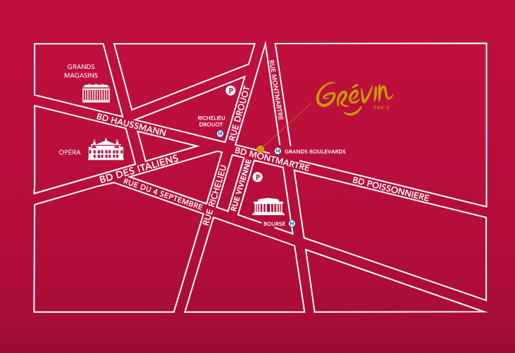 map showing where to find the Grévin Museum in Paris