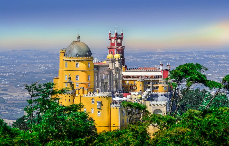 the colorful Pena Palace in Sintra Portugal