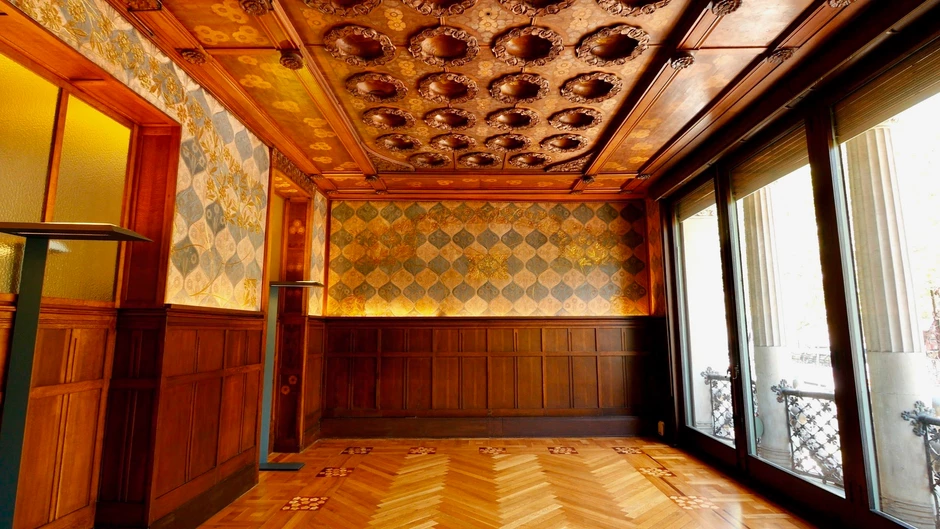 the wood paneled drawing room