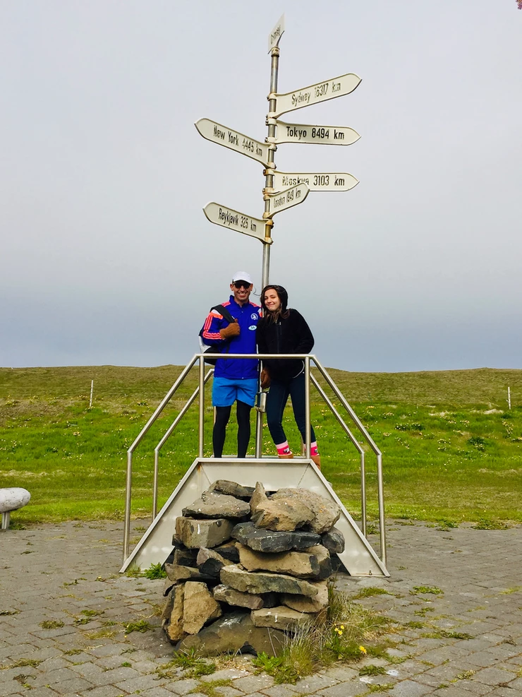 my husband and daughter, freezing in Grimsey Island, at the Arctic Circle distance and direction market
