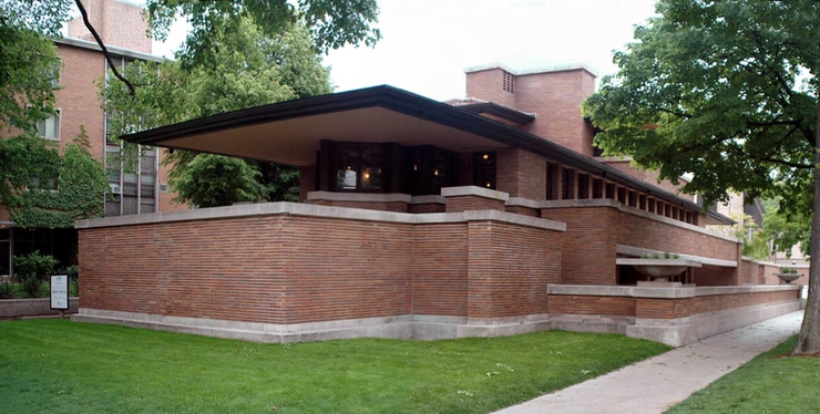 Completed in 1910, the Robie House is the consummate expression of Wright's Prairie style. It's also on the UNESCO list.