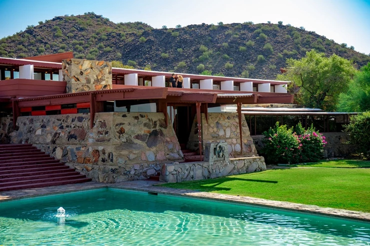Taliesin West, which Wright built  in Arizona as his winter home in 1937