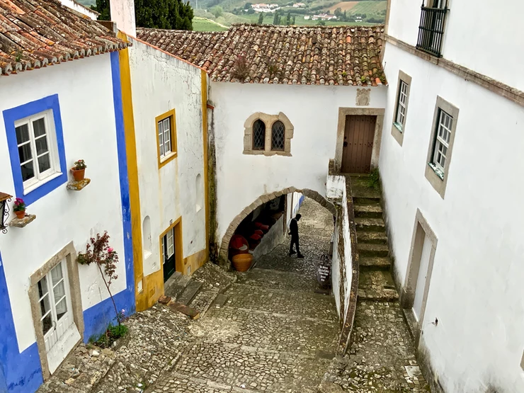 cobbled street in Óbidos Portugal