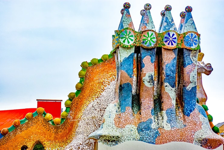 the colorful rooftop of Casa Batlló