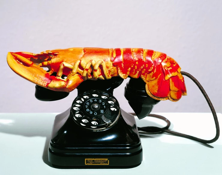 Salvador Dali, Lobster Telephone, 1936 -- a classic Surrealist object made of 2 unrelated things. The result is something both playful and menacing. it's in the Tate Modern in London