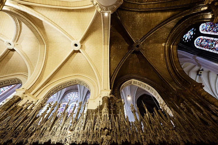 The contrast between the restored and untouched sections of Chartres Cathedral is stark. Photo Credit: Roberto Frankenberg for The New York Times