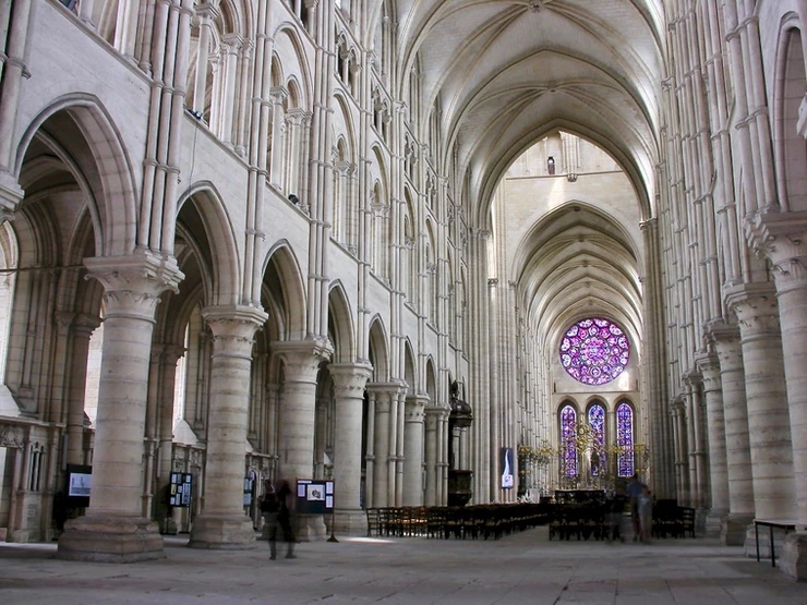 the luminous main nave inside Laon Cathedral