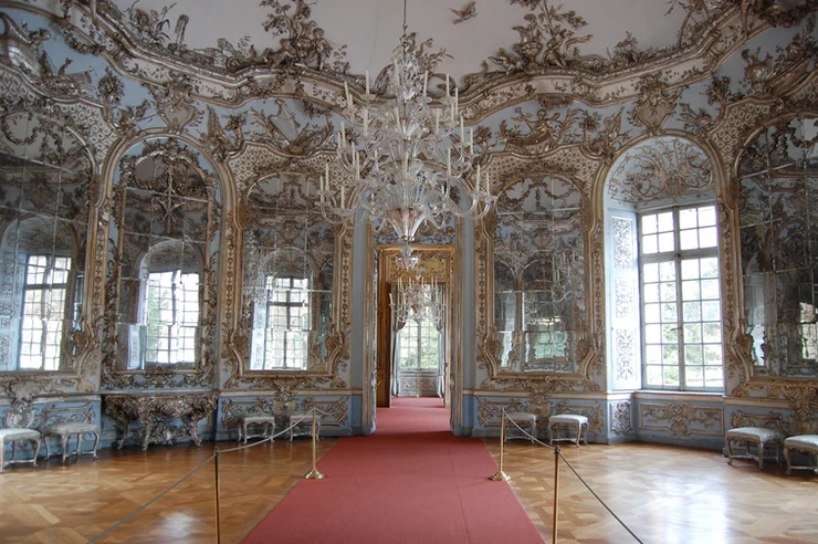 The Hall of Mirrors in Amalienburg, a hunting lodge in the Nymphenburg Palace Park