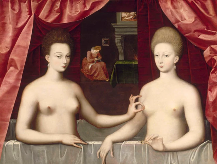 Anonymous, Gabrielle d’Estrées and One of Her Sisters, 1594 -- an overlooked masterpiece of the Louvre