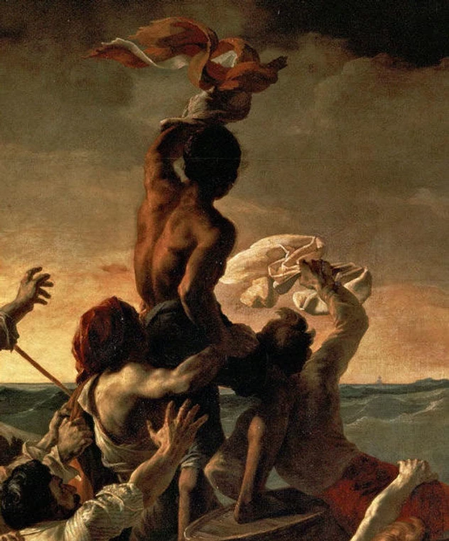 detail of a moment of hope on the Raft of the Medusa