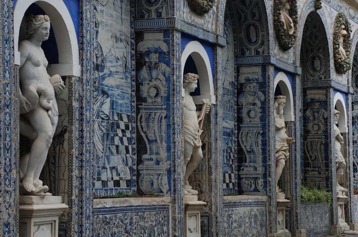 azulejo panels in the garden of Fronteira Palace outside Lisbon