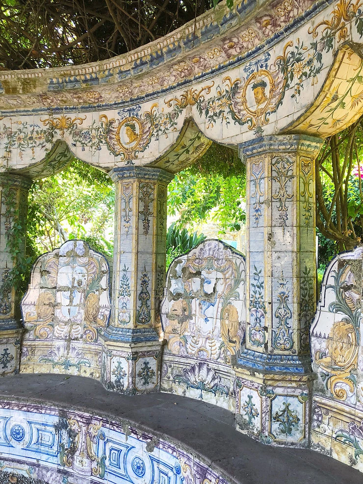 Quinta dos Azulejos Garden -- where azulejos are benches, columns, and pediments