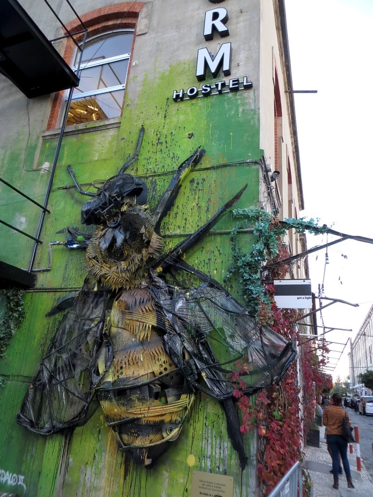 Bordalo II's massive Bee at the LX Factory in Lisbon