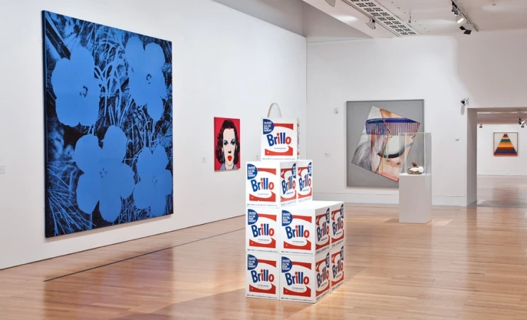 Andy Warhol paintings and Brillo exhibit in the Coleção Berardo Museum