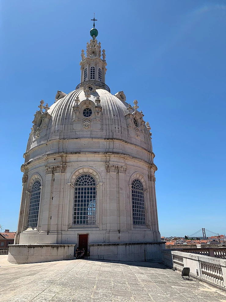 the rooftop of Basilica da Estrela with a good view of the dome and the city