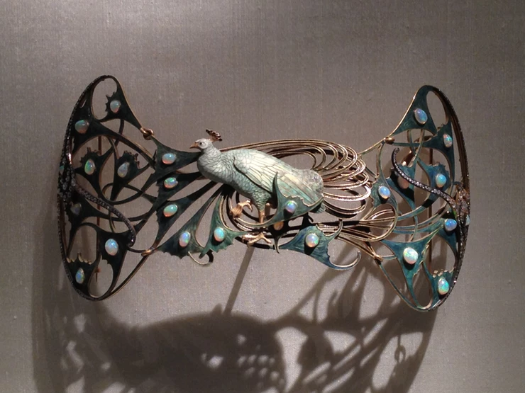 Rene Lalique, Peacock Corsage Ornament, 1898-1900
