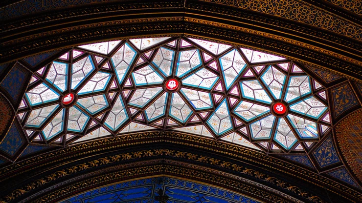 stained glass ceiling panel of the basilica 