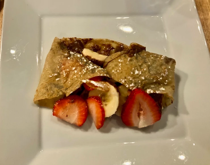 strawberry, banana, and chocolate crepes at Juliette & Chocolate