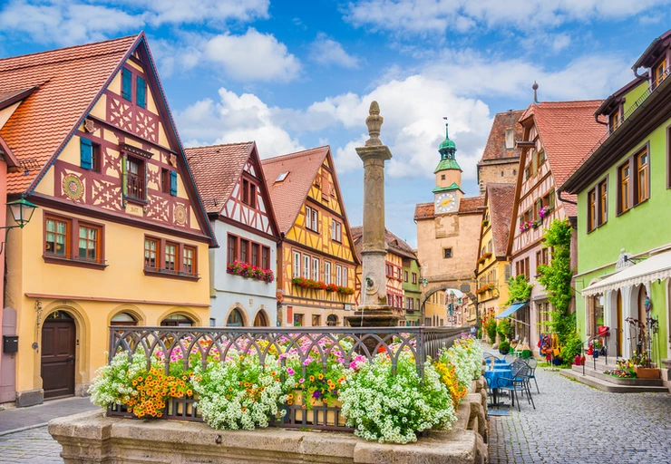 the perfectly preserved medieval city of Rothenburg ob der Tauber in northern Bavaria