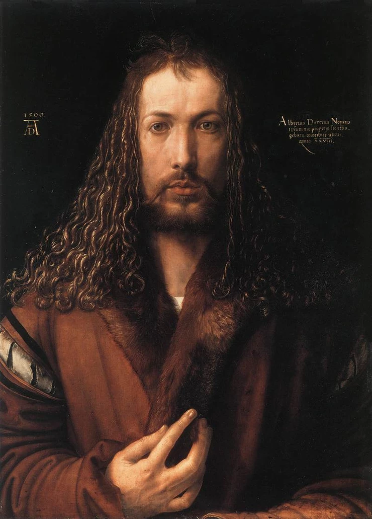 Albrecht Durer, Self Portrait at the age of 28, 1500 -- Durer could be the first inventor of the selfie