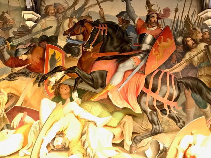 mural detail from the Hall of Heroes