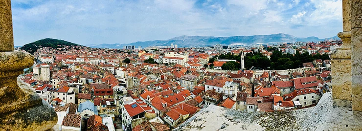 panoramic view of Split from the Bell Tower of Diocletian's Palace