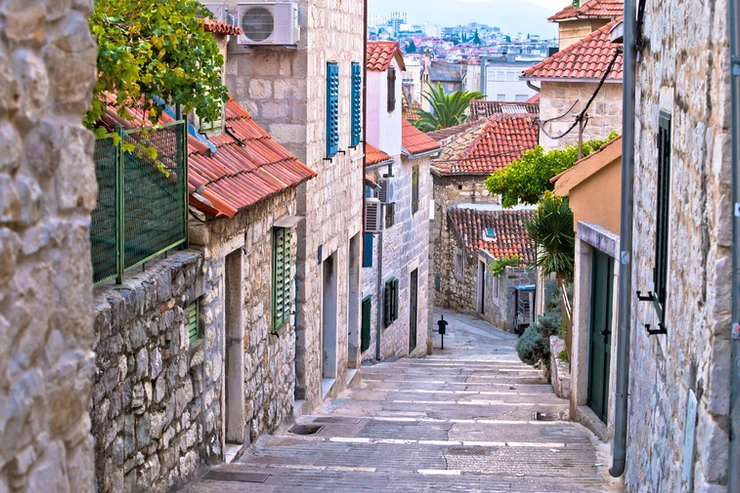 ancient stone street in the old town of Split